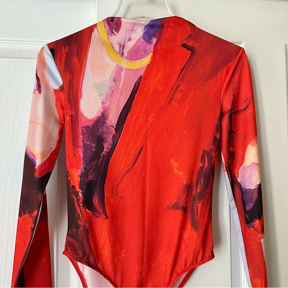 New Zara XEVI SOLA Print Red Long Sleeve Bodysuit Small 1165/019 - Picture 4 of 10